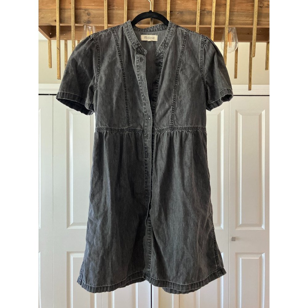 MADEWELL cute black denim shirtdress, short cap sleeves